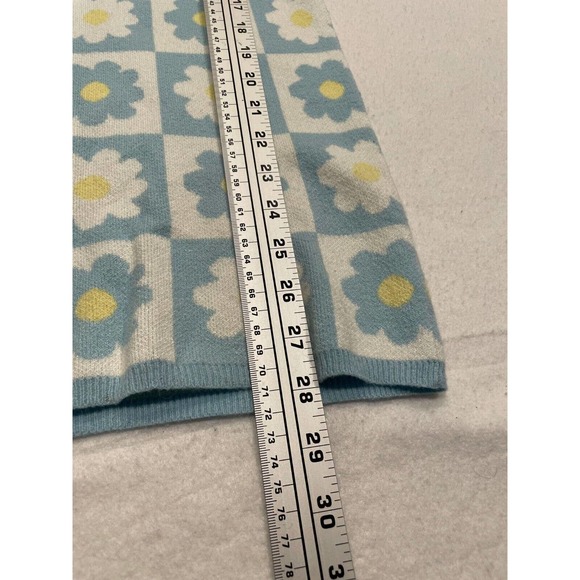RSQ Girls Floral Sweater Dress Medium Blue White V-Neck Collared Short Sleeve - Picture 6 of 7